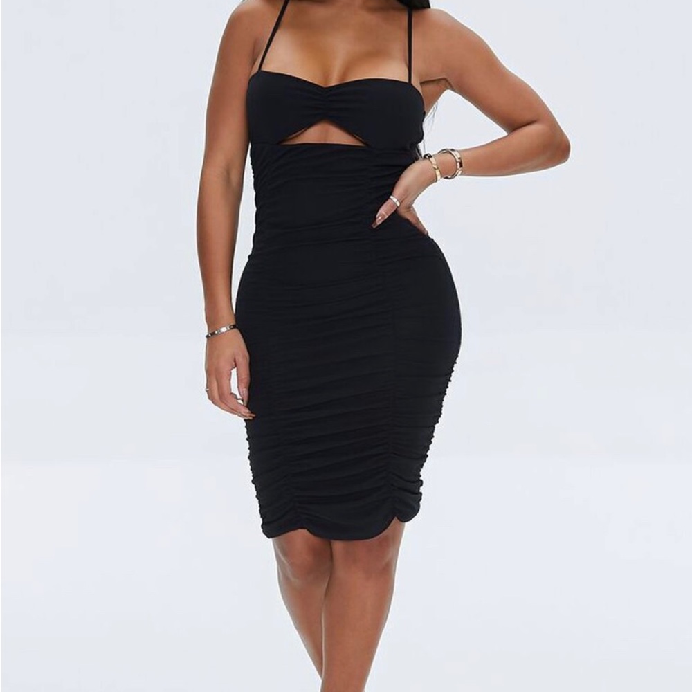 Forever21 Ruched Cutout Bodycon Dress Black XS